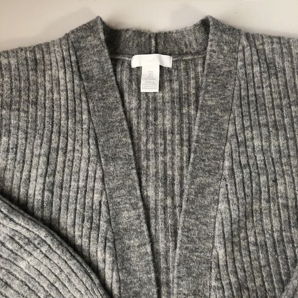 H&M Women’s Ribbed Open Front Cardigan Oversized Wool Blend Gray Size Small - Picture 9 of 16